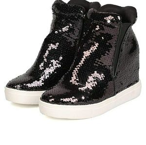COPY - Black sequin wedge sneakers